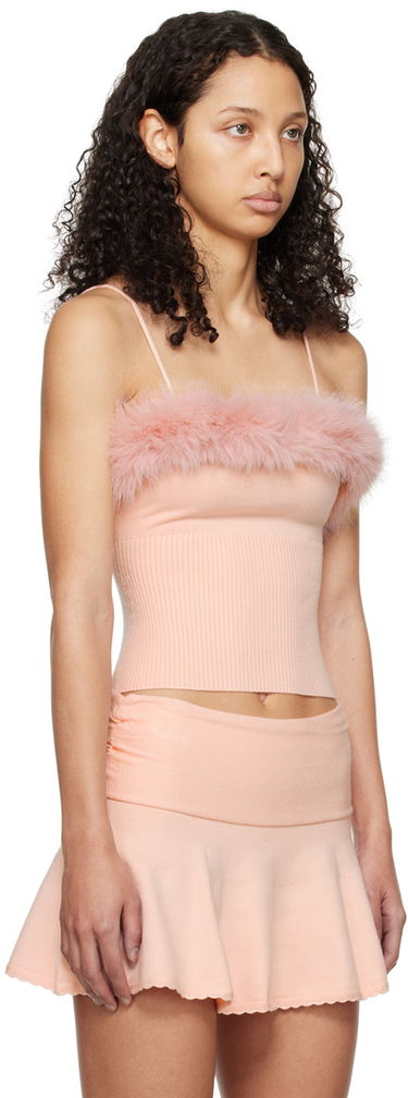 Tankkitoppi GUIZIO Guizio Feather Trim Knit Camisole Vaaleanpunainen | R24602S011, 1