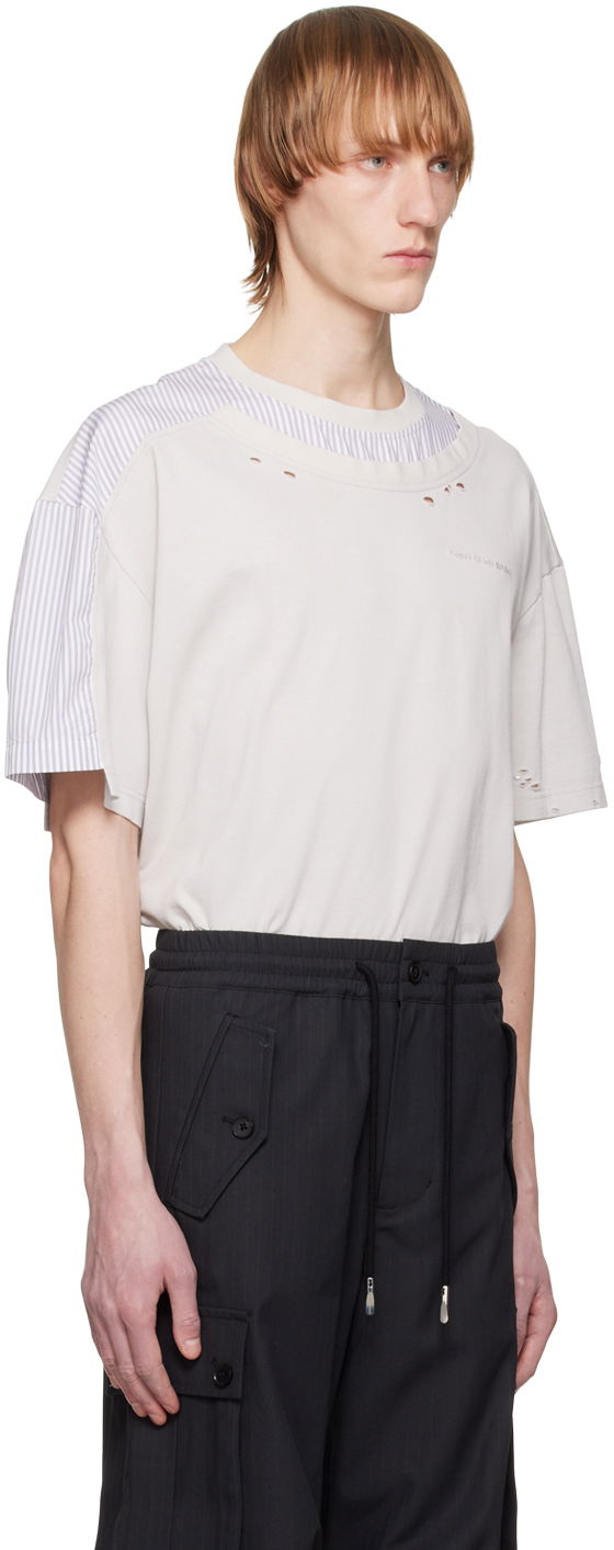 T-paita Feng Chen Wang Feng Chen Wang Distressed T-Shirt Beige | FMS15TS03G, 1