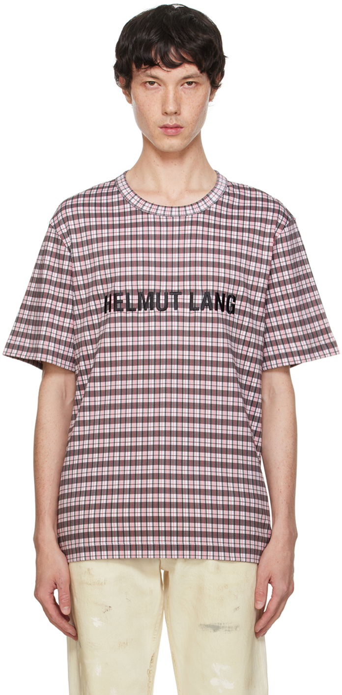 T-paita Helmut Lang Plaid Logo Print T-Shirt Vaaleanpunainen | O06HM509