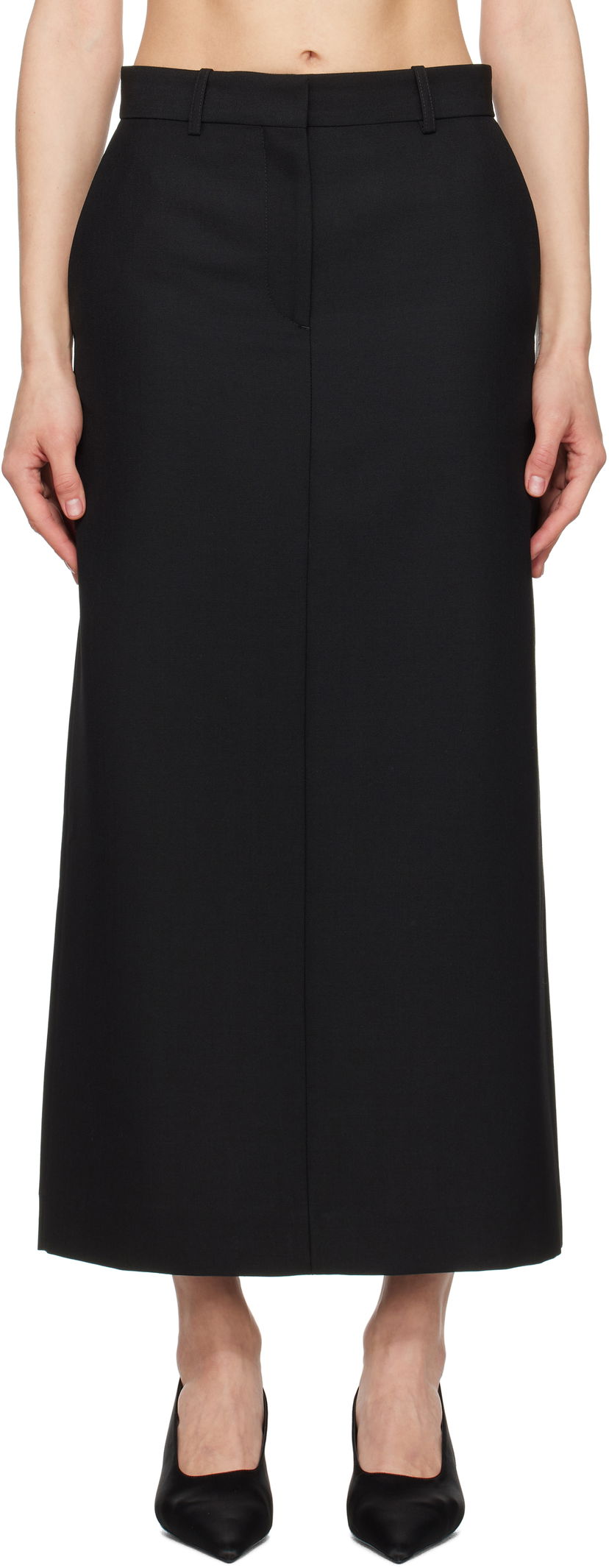 Hame TOTEME TOTEME Low-Waist Straight Maxi Skirt Musta | 251-WRB4288-FB0026