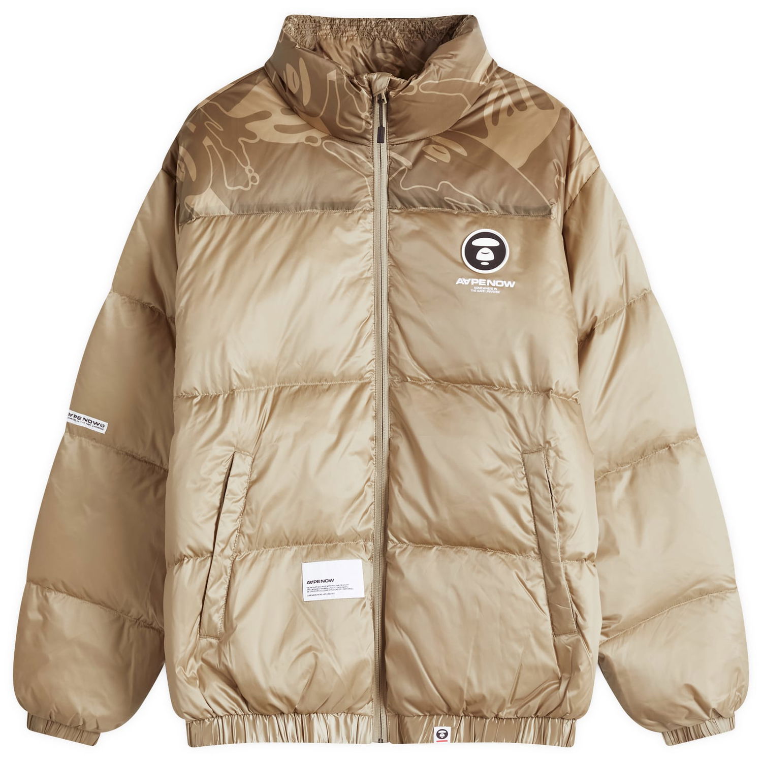 Puffer takki AAPE by A Bathing Ape AAPE Now Camo Down Jacket, Size Large Beige | AAPDNM7595XXNBGD, 0
