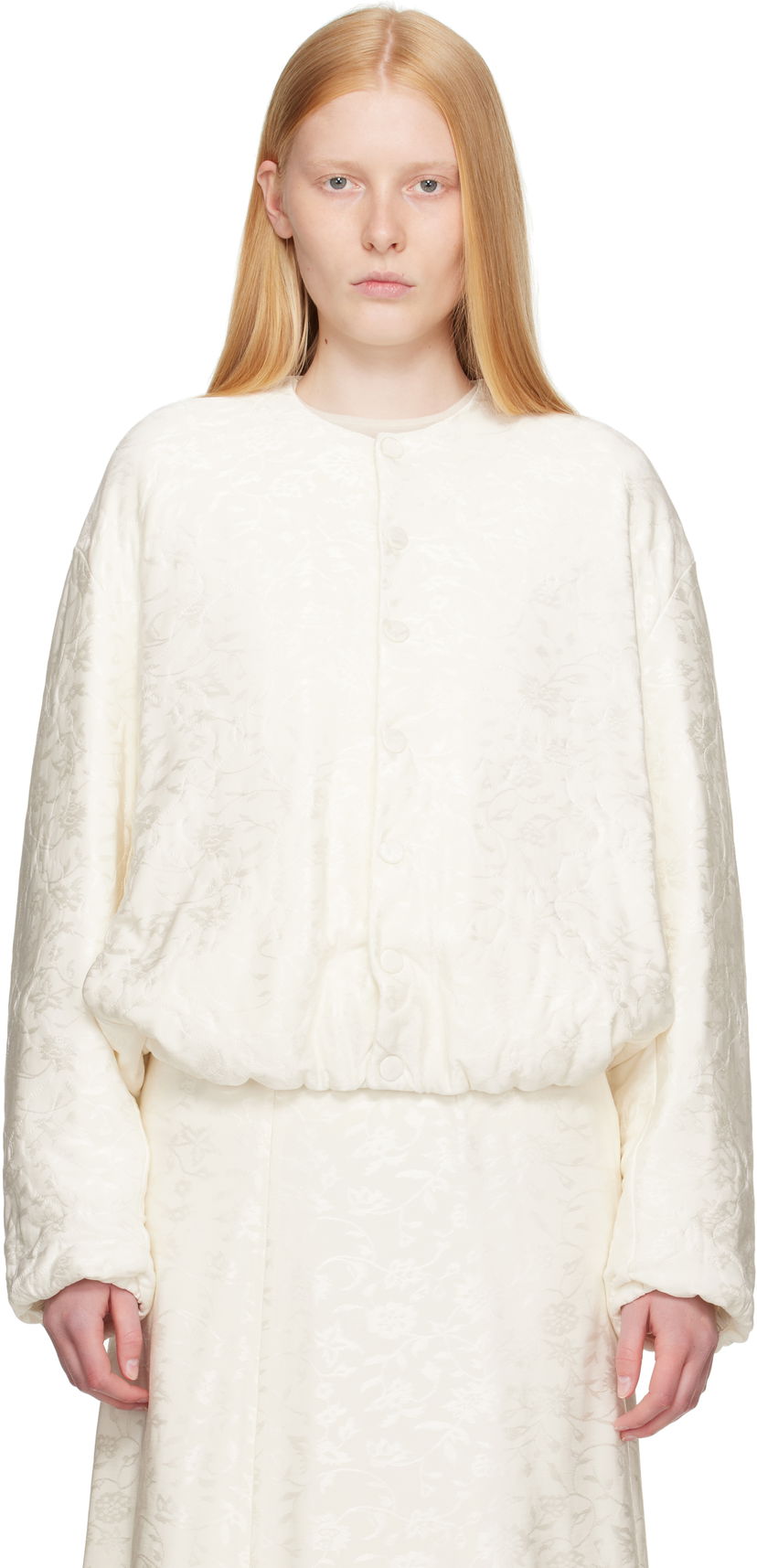 Takki Jil Sander Jil Sander Jacquard Bomber Jacket Valkoinen | J03BN0186_J20300