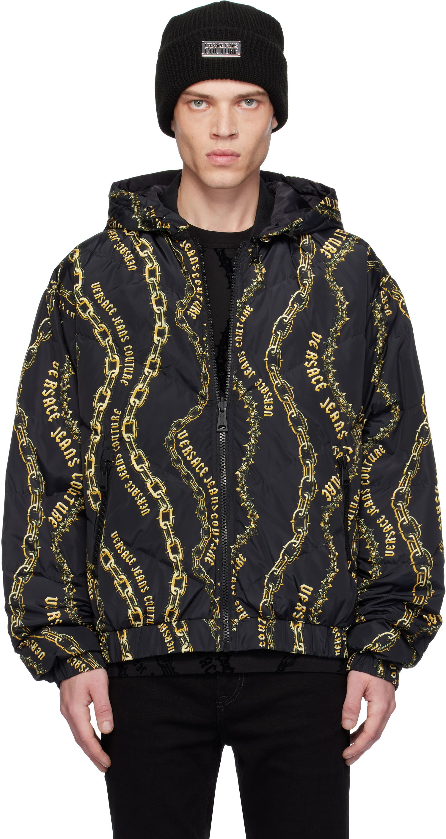 Puffer takki Versace Chain Couture Reversible Puffer Jacket Musta | E77GAUD17_ECQD56, 0