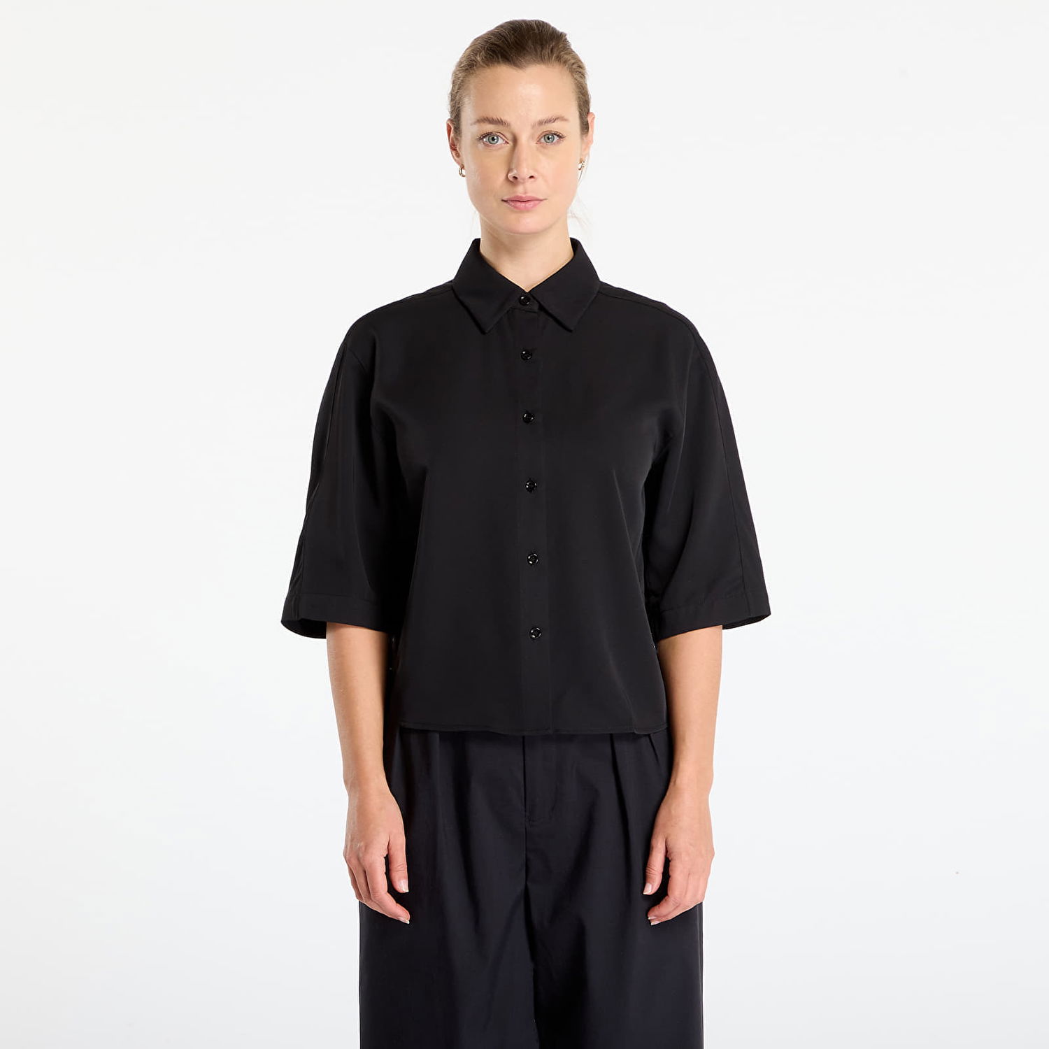 Paita Samsoe Samsoe Samargot Short Sleeve Collared Button-Up Shirt Musta | F25300084_CLR000021, 0