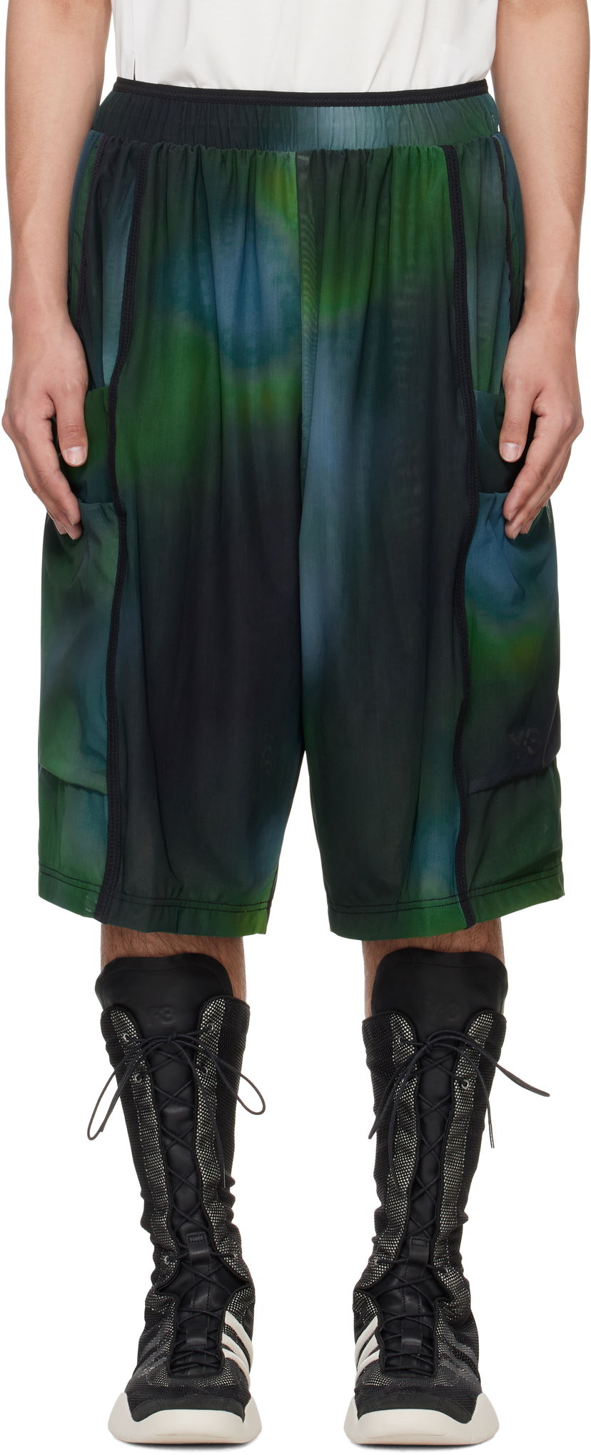 Shortsit Y-3 Y-3 Allover Print Mesh Shorts Vihreä | JL8302