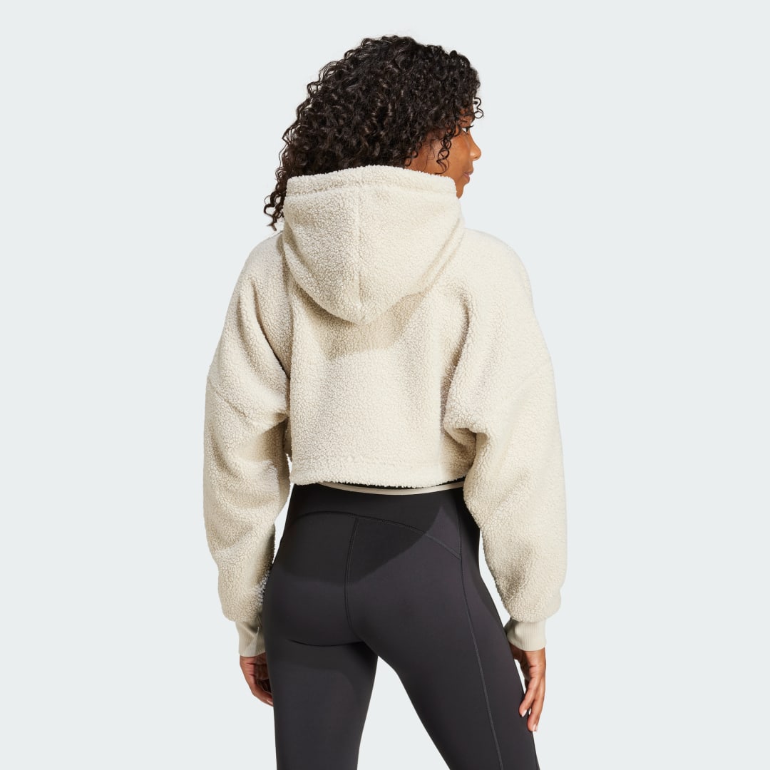 Huppari adidas Performance MOON BOOT Cropped Fleece Hoodie Valkoinen | IY8050, 1