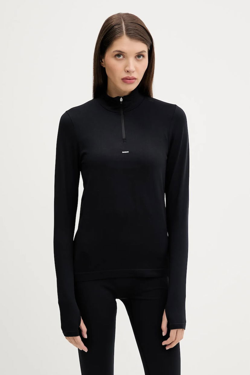 T-paita PANGAIA Pangaia Plant-Stretch Zipped Long Sleeve Top Musta | 10002426