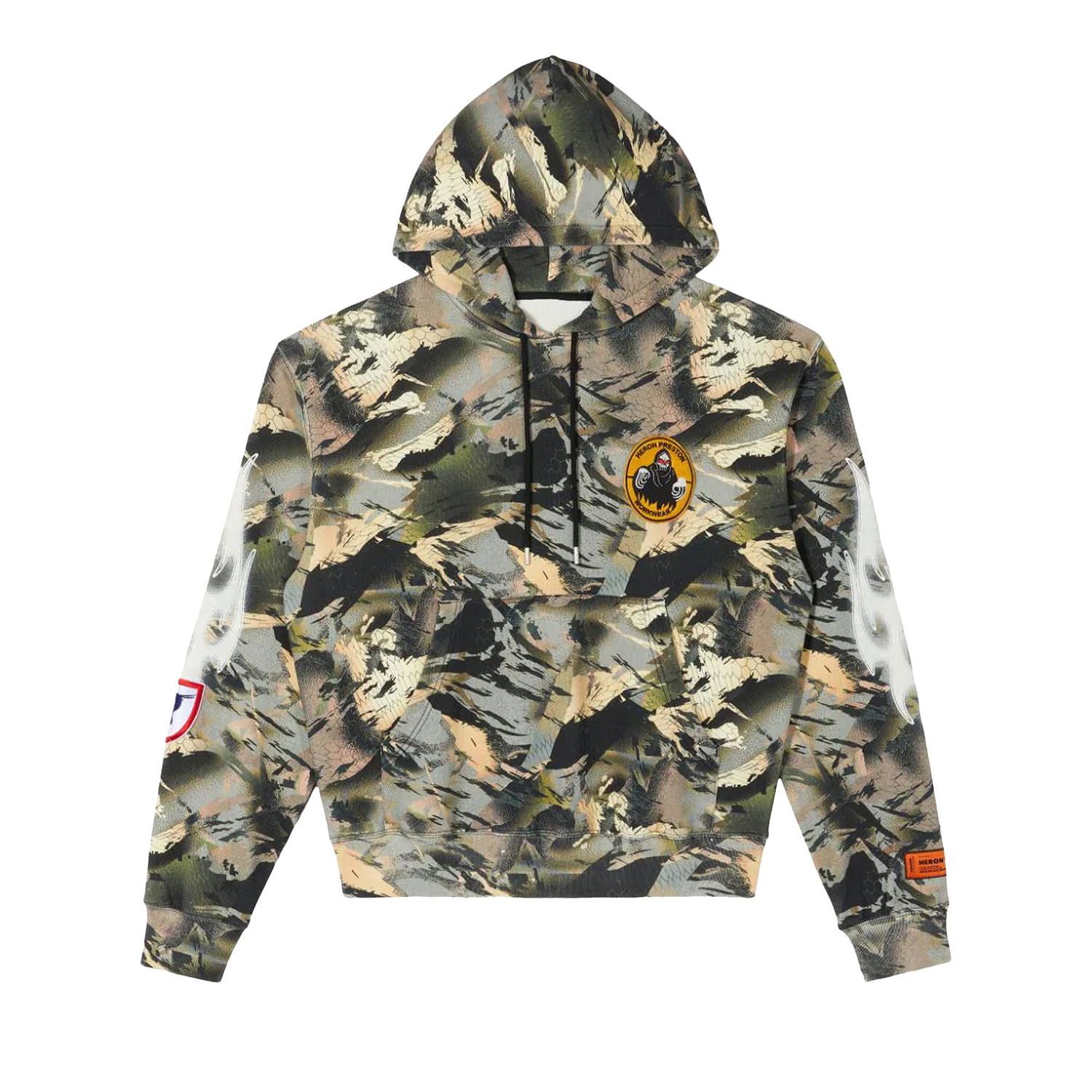 Huppari HERON PRESTON Camo Flaming Hoodie Vihreä | HMBB017S22JER0025901, 1