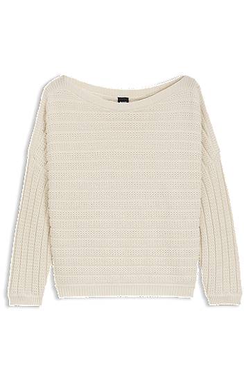 Villapaita BOSS Knitted Sweater with Mixed Structures Beige | 50543049