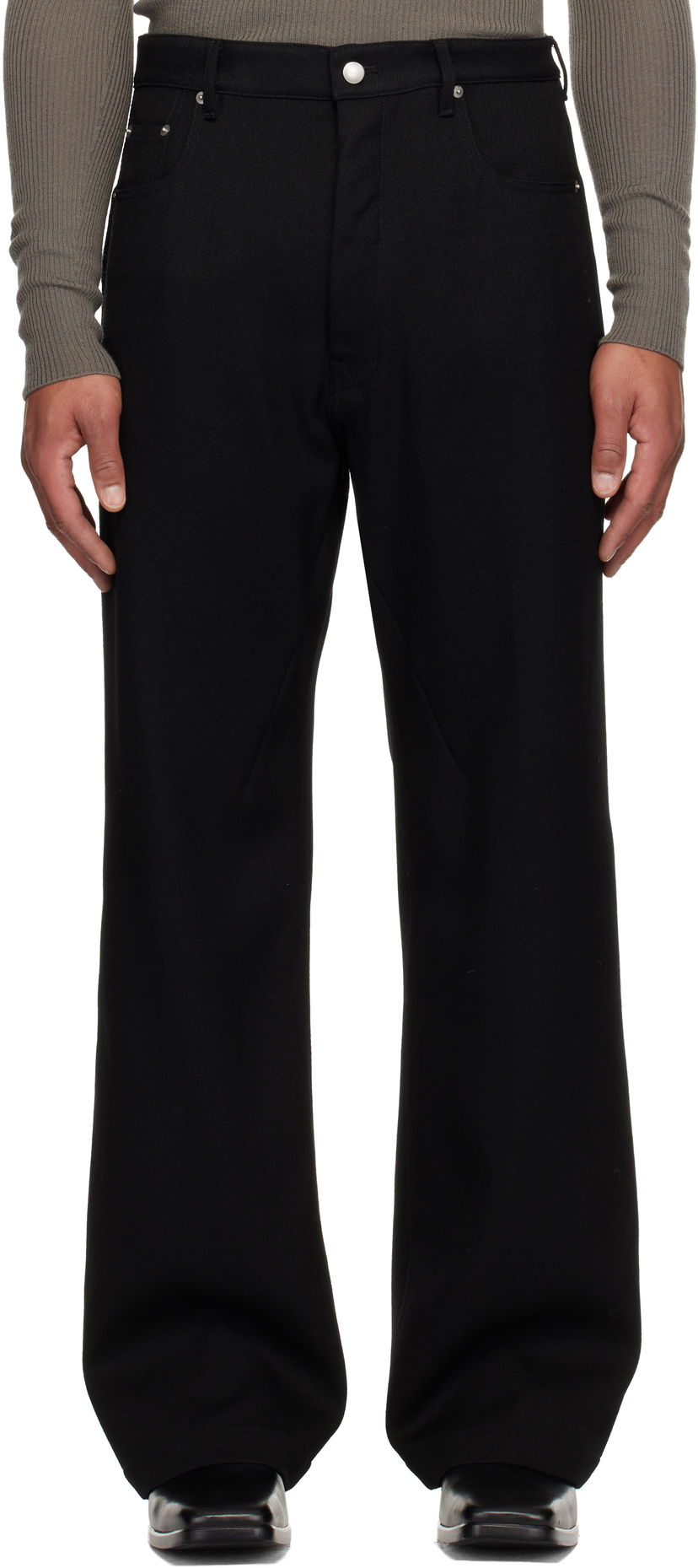 Housut Rick Owens Concordians Geth Wide-leg Twill Trousers Musta | RU02E1333 WD