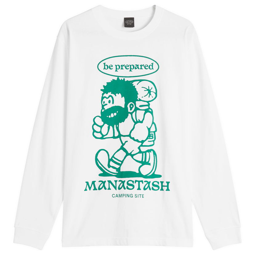 T-paita Manastash Long Sleeve Be Prepared T-Shirt, Size Large Valkoinen | 7925130014-030