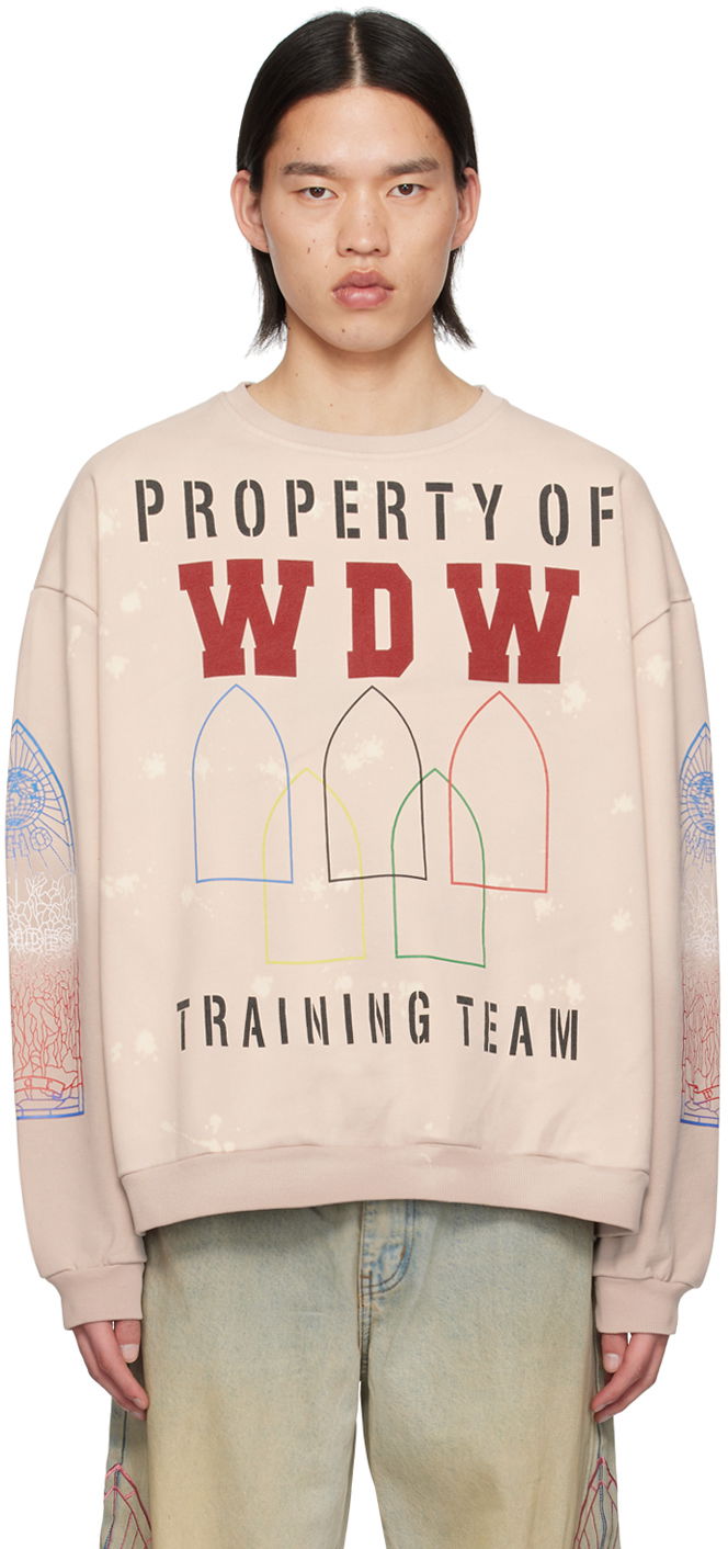 Huppari Who Decides War Oversized Graphic Crewneck 'Training Team' Sweatshirt Beige | 1110460033SS24, 0
