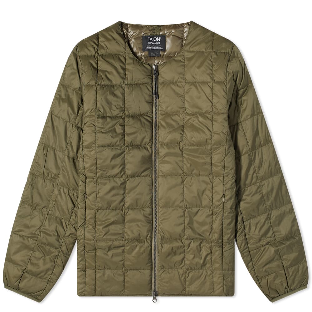 Takki TAION Crew Neck Zip Down Jacket Vihreä | TAION-104WZ -OLV, 0