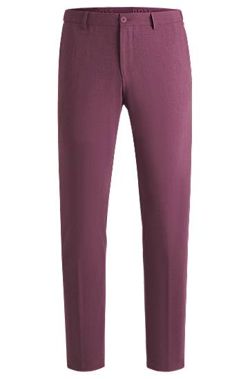 Housut BOSS Slim-Fit Micro-Patterned Stretch Suit Trousers Violetti | 50535040
