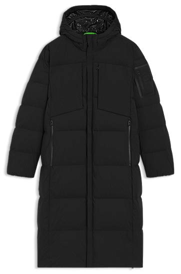 Puffer takki BOSS Long-length Down Water-Repellent Stretch Fabric Jacket Musta | 50543972