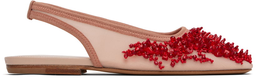 Asusteet Dries Van Noten Dries Van Noten Slingback Embellished Mesh Flats Vaaleanpunainen | WS251-1617-803