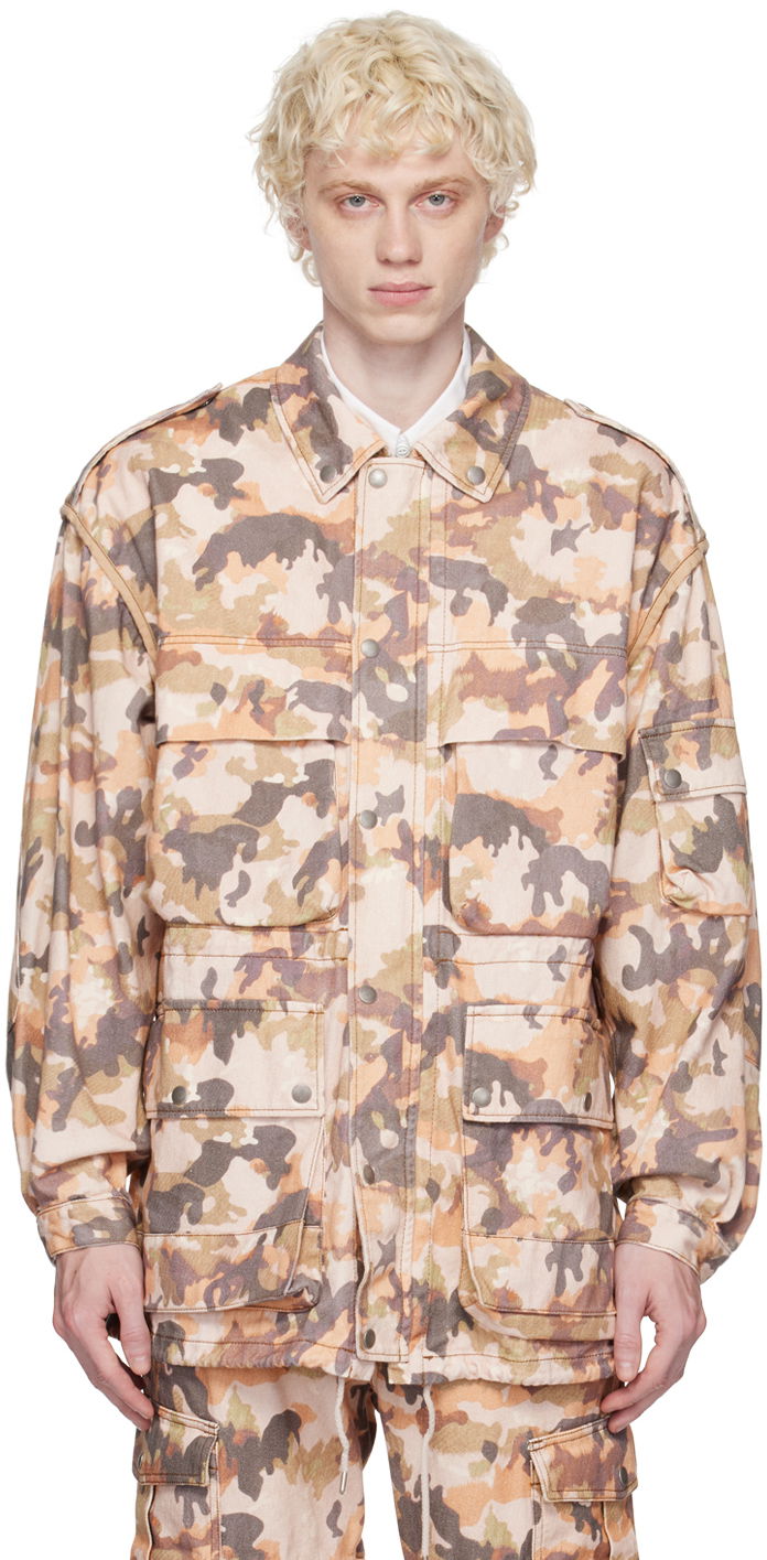 Takki ISABEL MARANT Camouflage Print Cotton Jacket Beige | 23EVE0104HA-A2G04H