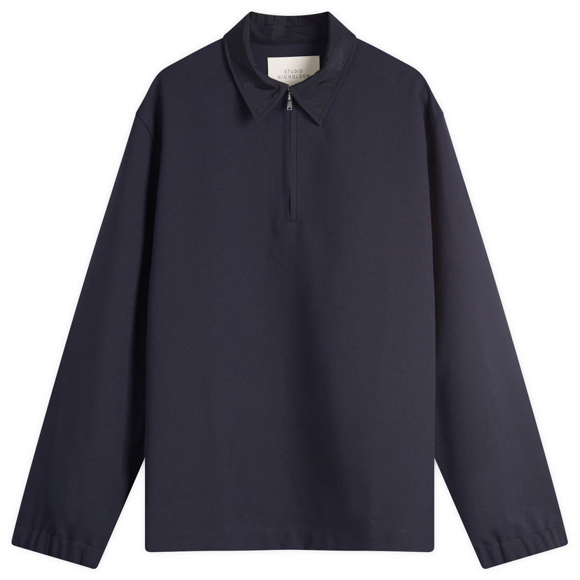 Paita Studio Nicholson Studio Nicholson Half Placket Zip Shirt Tummansininen | JOSSSNM-1323-DKN