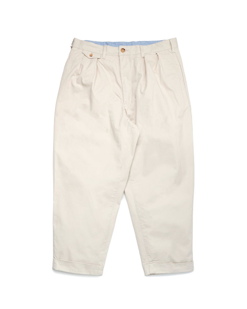 Housut BEAMS Beams+ 2 Pleats Twill Trousers Beige | 38230097874-05