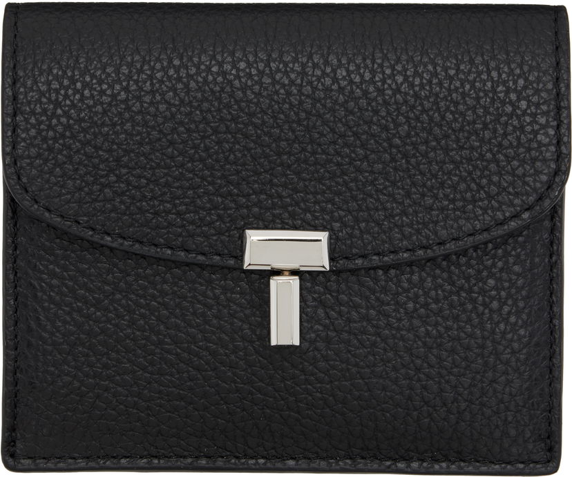 Lompakko TOTEME TOTEME T-Lock Grained-Leather Card Holder Musta | 253-WAM0042-LE0030