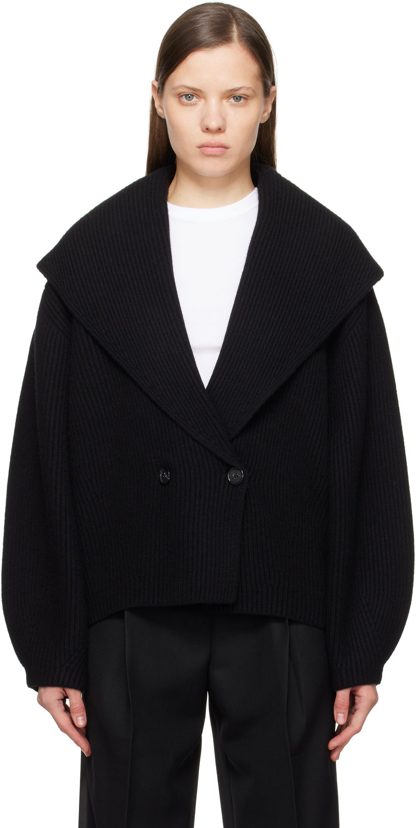 Villapaita TOTEME TOTEME Shawl-Lapel Knit Cardigan Musta | 251-WRT4354-YA0110