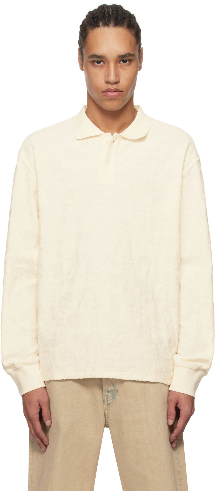 Poolopaita Soulland Soulland Robert Plush Long Sleeve Polo Valkoinen | 51000-1308