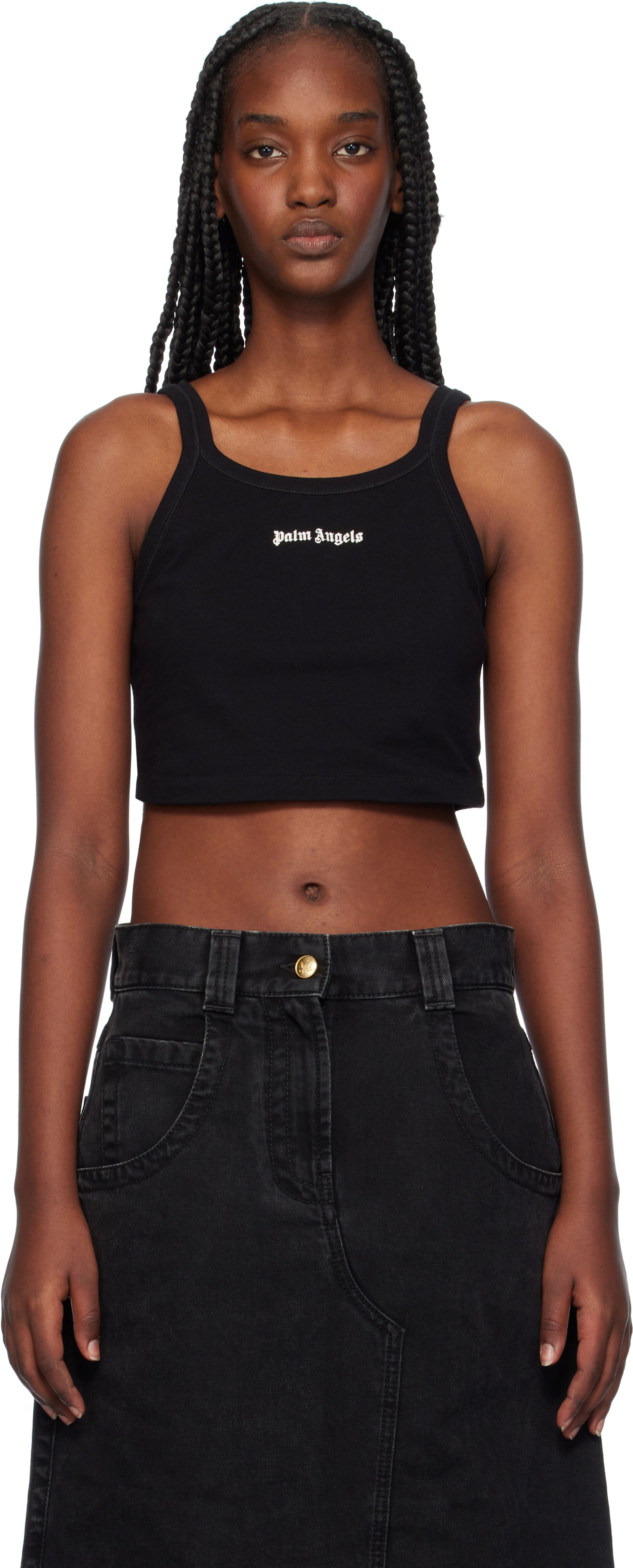 Tankkitoppi Palm Angels Tank Top Logo Musta | PWAD060C99FAB0021003, 0