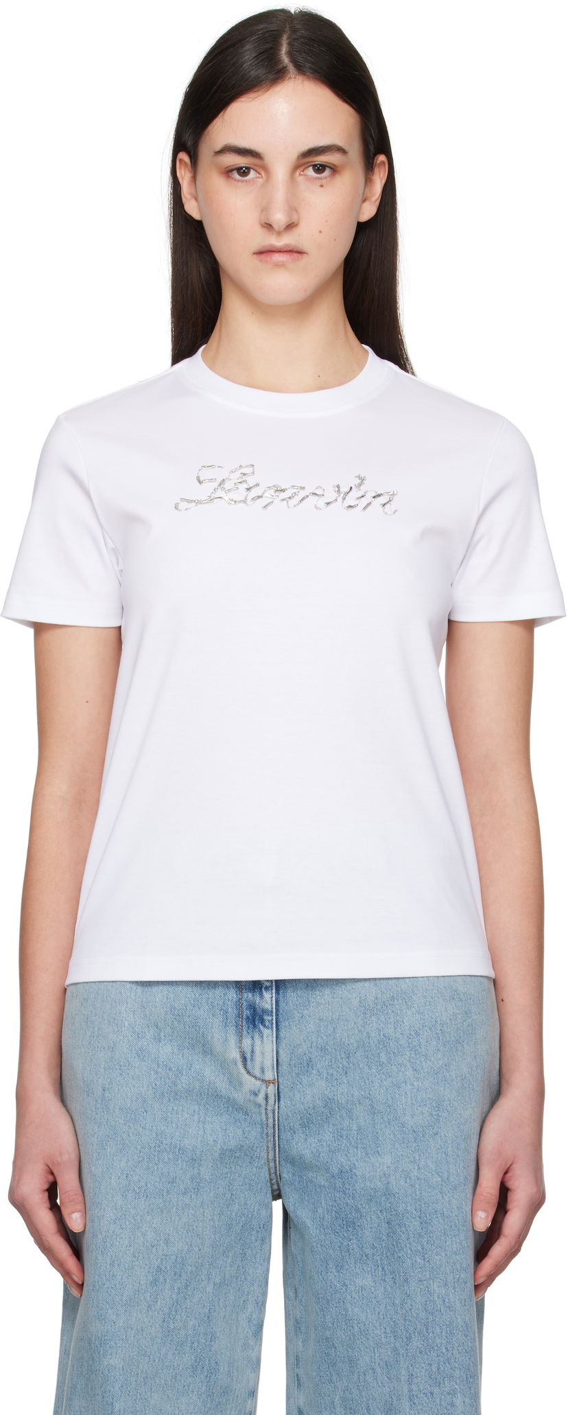 T-paita LANVIN Lanvin Bead Embroidered T-Shirt Valkoinen | RW-TS9030-J176-P25