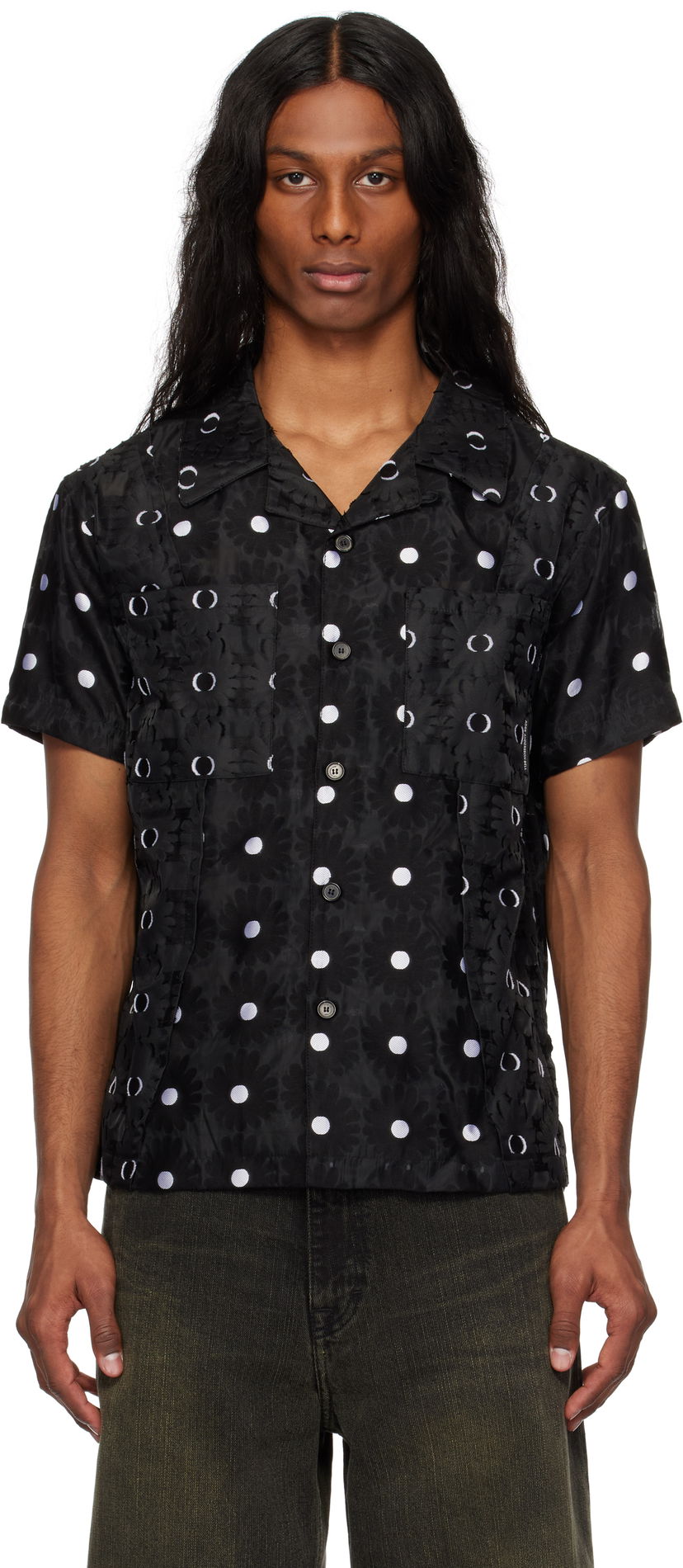 Paita Andersson Bell Andersson Bell Half Sheer Flower Shirt Musta | atb1276m