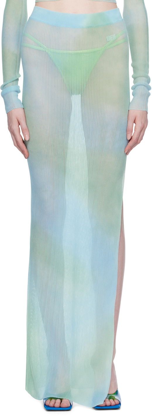Hame Off-White Off-White Tie-Dye Midi Skirt Sininen | OWHL027S23KNI0014001
