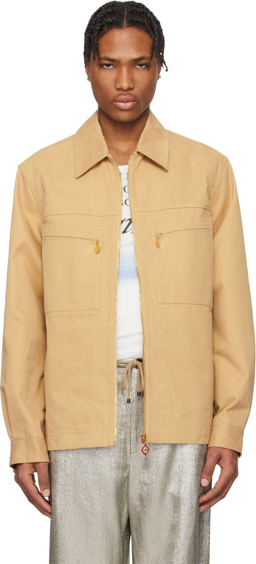 Takki Casablanca Casablanca Zip-Up Jacket Beige | MS25-JK-341-01