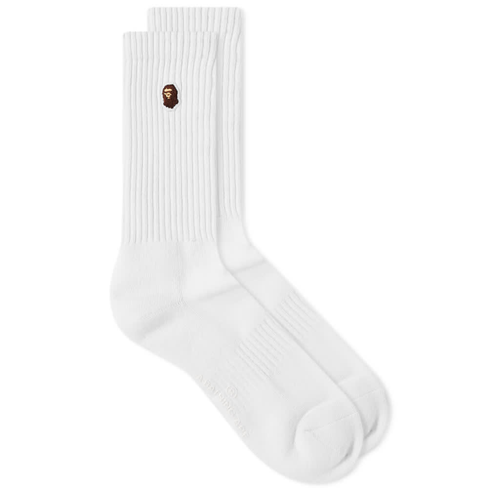 Sukat BAPE A Bathing Ape Ape Head One Point Sock Valkoinen | 001SOI801002M-WHT, 0