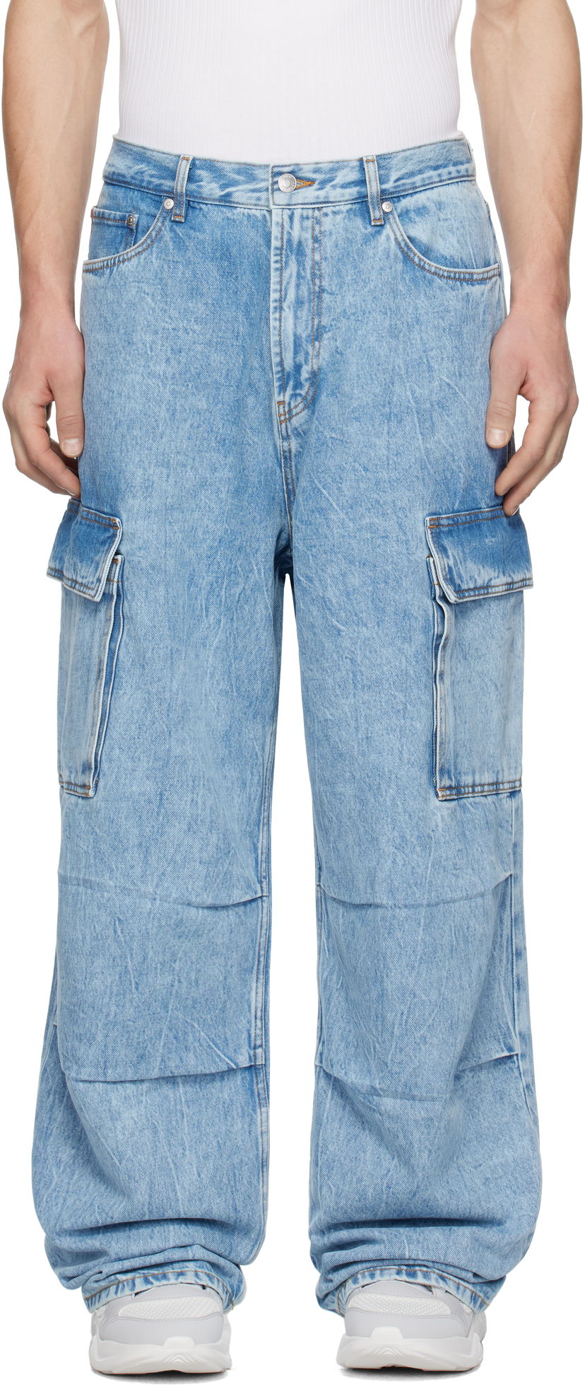 Jeans BOSS Hugo Loose-Fit Cargo Denim Pants Sininen | 50539212