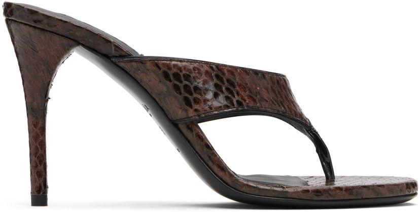 Tennarit ja kengät Alaïa ALAÏA Thong Elaphe Leather Mule Sandals Ruskea | AA3S133CK326