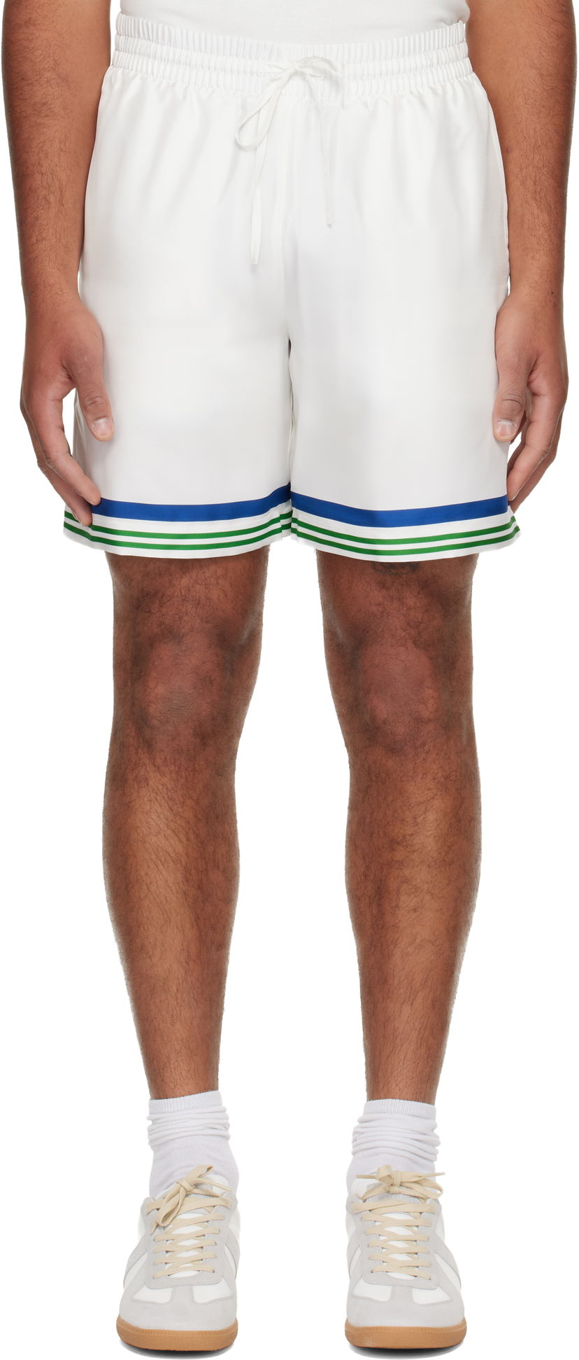 Shortsit Casablanca Tennis Club Icon Silk Twill Shorts Valkoinen | M-AW25-TR-012-01