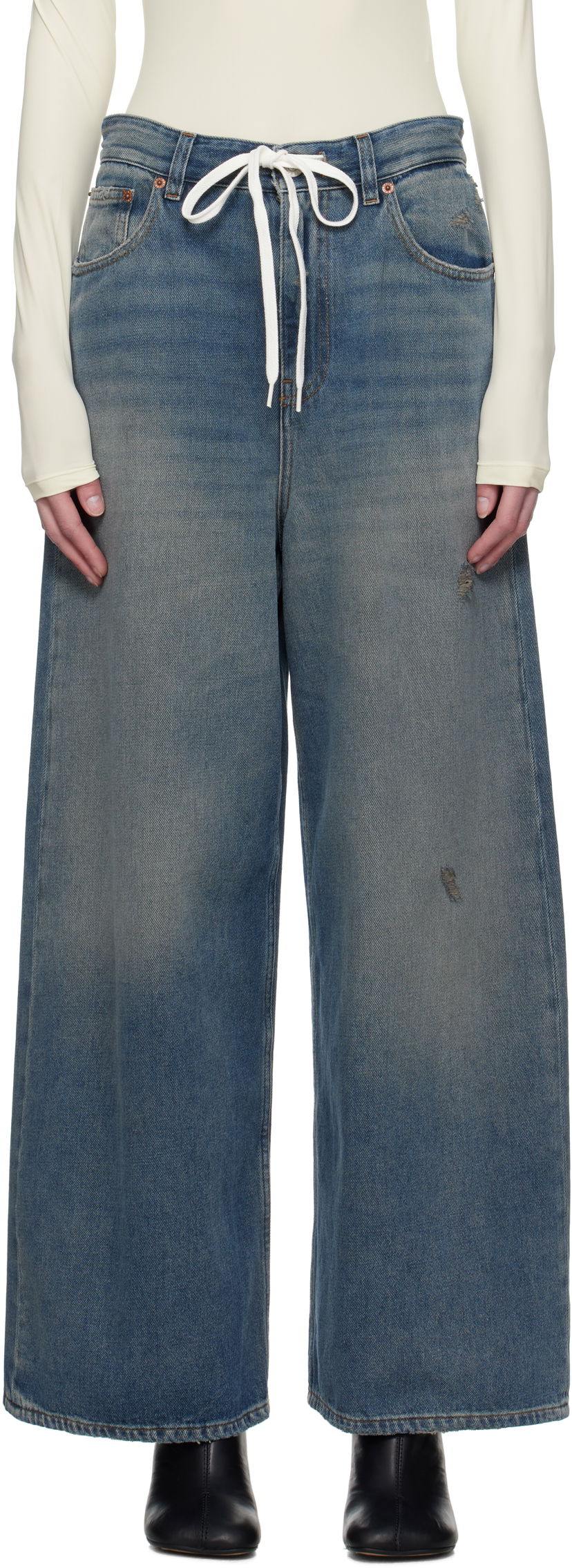 Jeans Maison Margiela MM6 Maison Margiela Drawstring Wide-Leg Jeans Sininen | S52LA0246 M30017