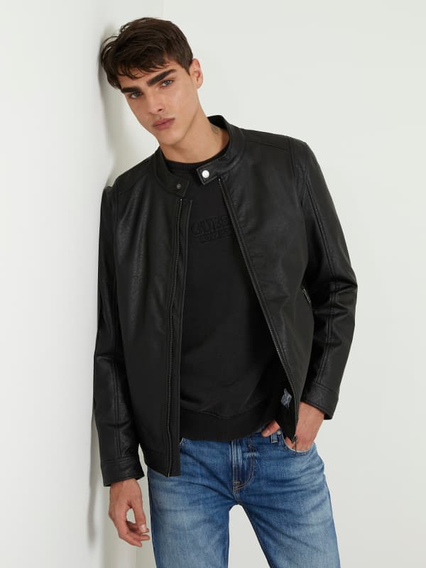 Takki GUESS Faux Leather Biker Jacket Musta | M4RL08WFW30, 0