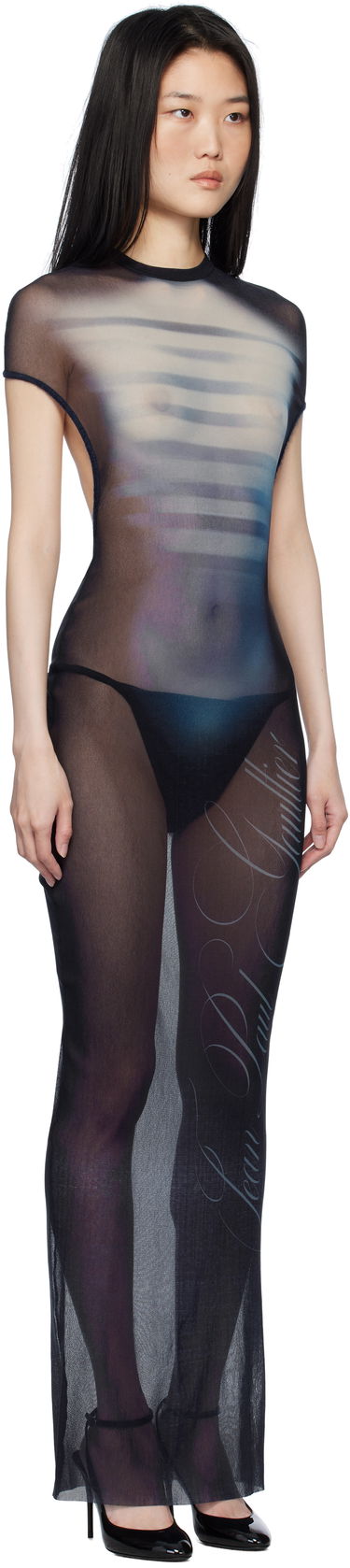 Mekko Jean Paul Gaultier Jean Paul Gaultier 'Le Mâle' Open-Back Maxi Dress Musta | 25/33-F-RO355-T576-595601, 1