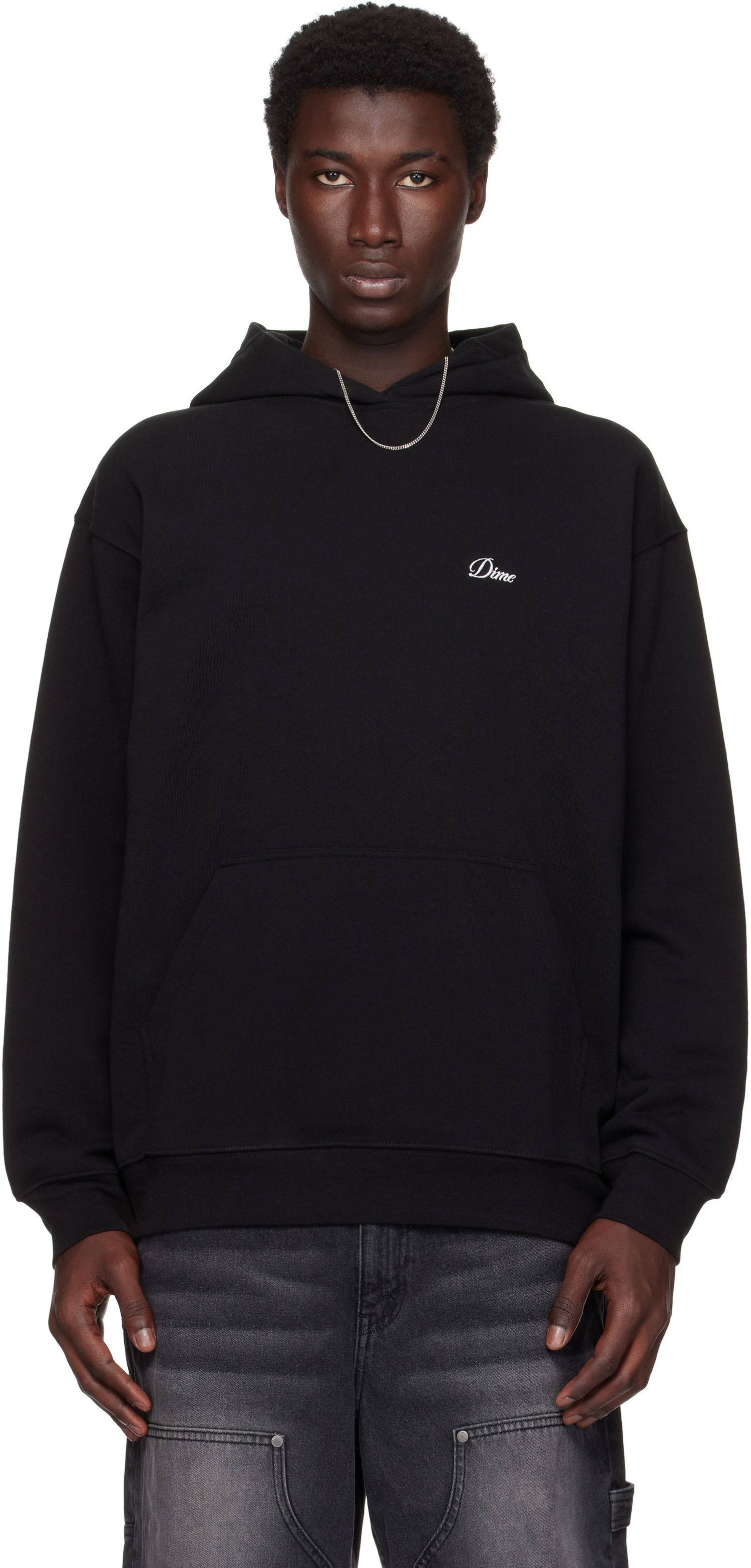 Huppari Dime Cursive Small Logo Hoodie Musta | DIMESU2537BLK, 0