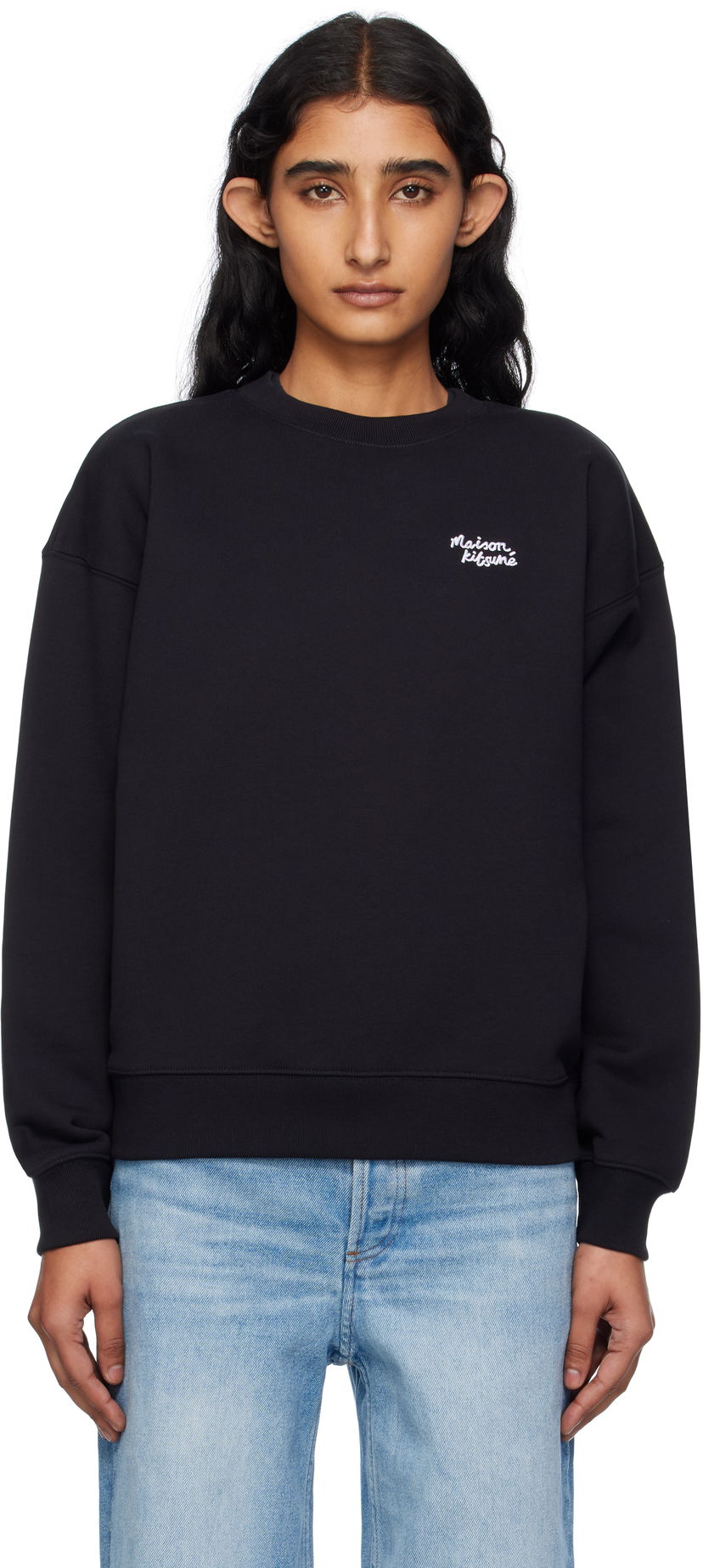 Huppari MAISON KITSUNÉ Handwriting Comfort Sweatshirt by Maison Kitsuné Musta | PW00314KM0341