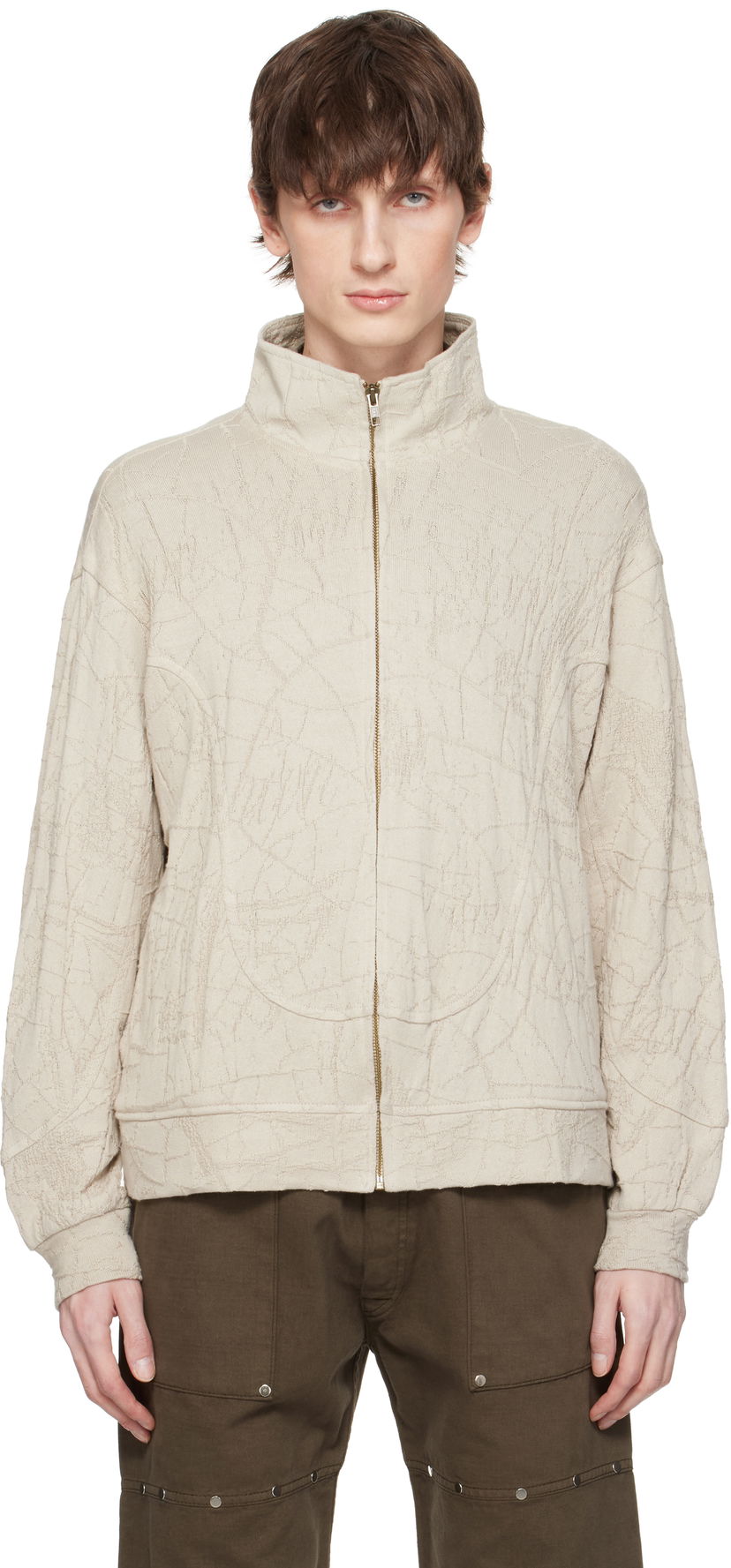 Huppari Serapis Serapis Knit Wave Track Jacket Beige | SS25_TJ_2