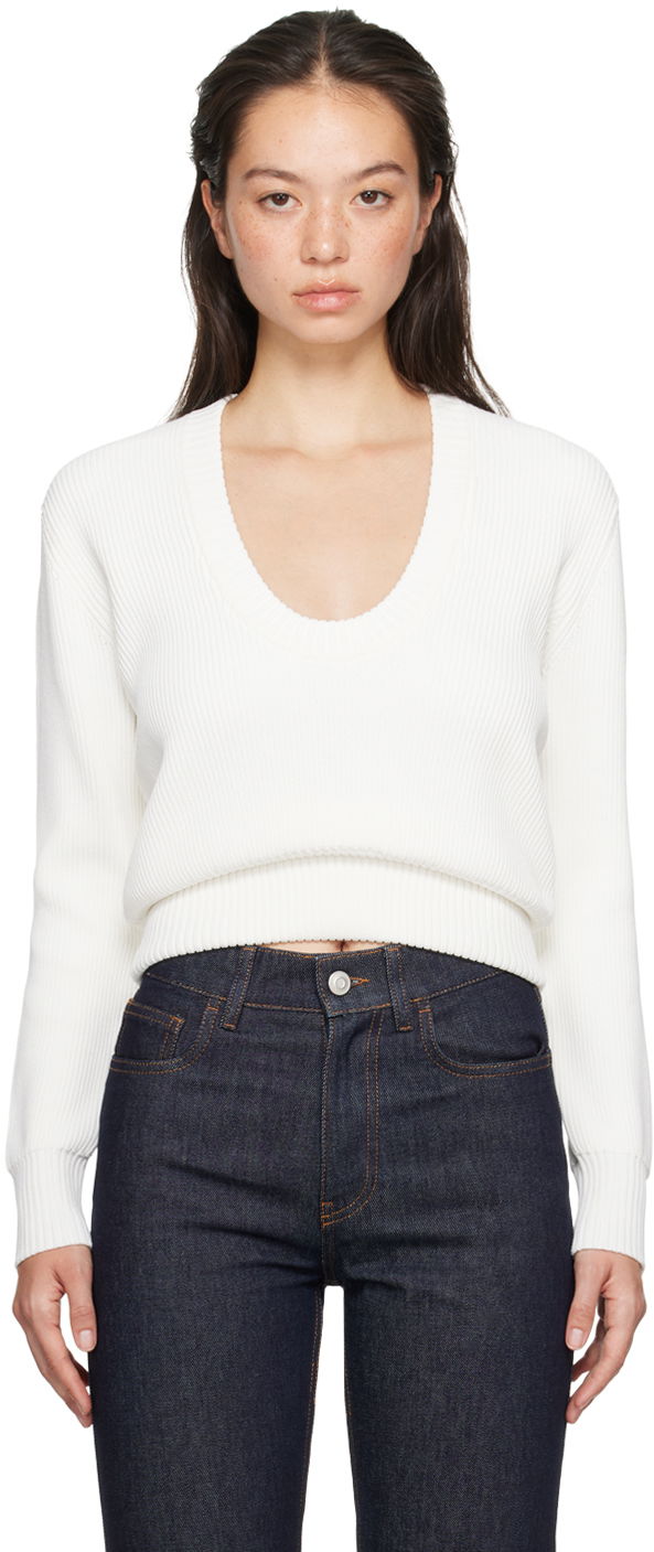 Villapaita Coperni Coperni Knitted Long Sleeve Sweater Valkoinen | COPML110Y3003