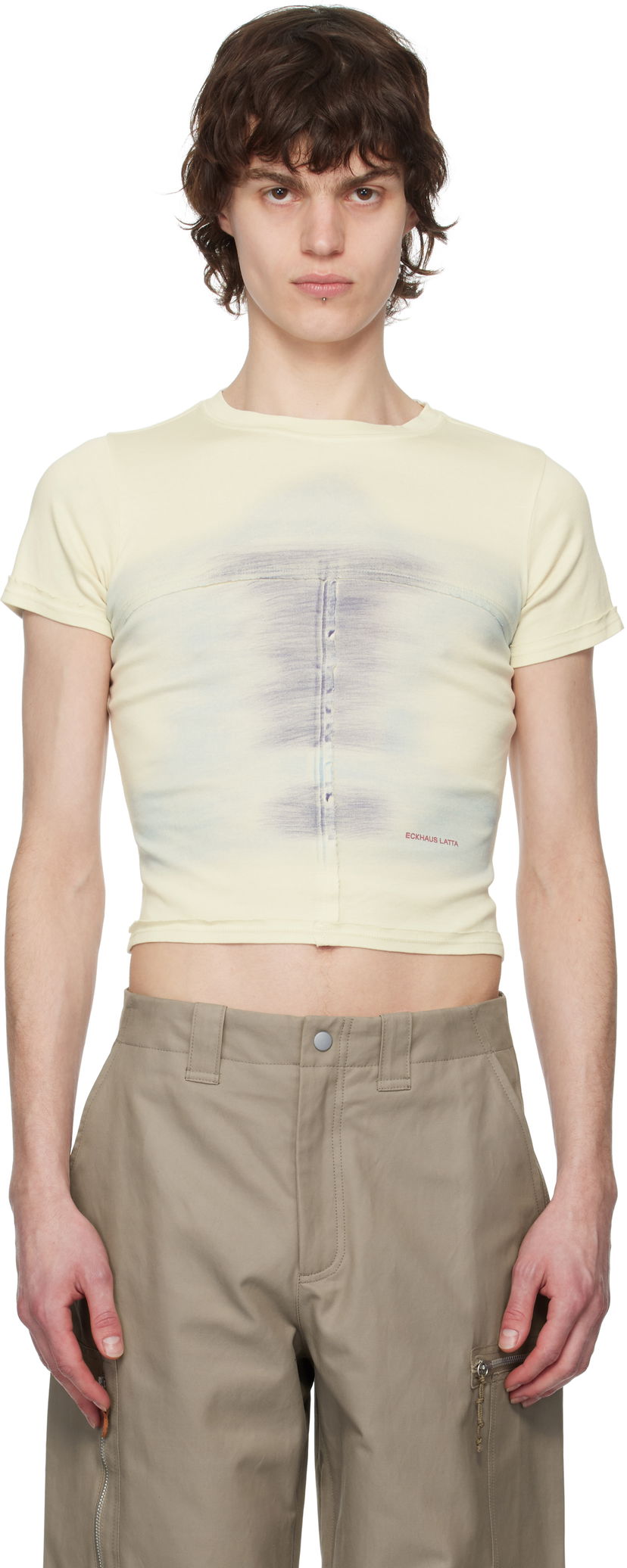 Crop top Eckhaus Latta Eckhaus Latta Lapped Baby T-Shirt Keltainen | 303-EL-PS25-O - OASIS