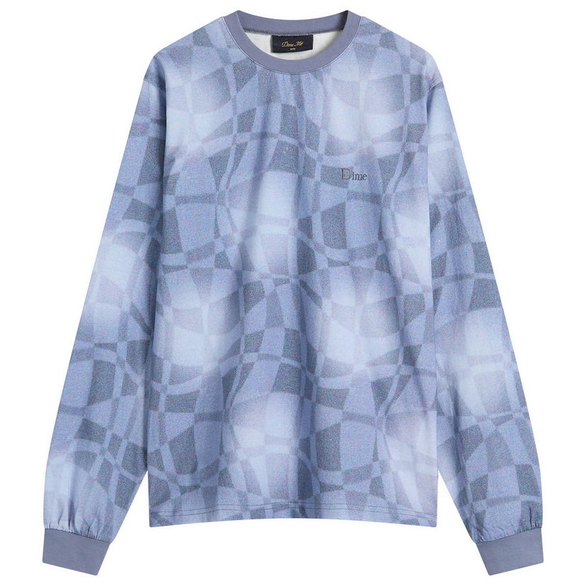 Villapaita Dime Dime Abstract Long Sleeve T-Shirt, Size Large Sininen | DIME2SP255BLU