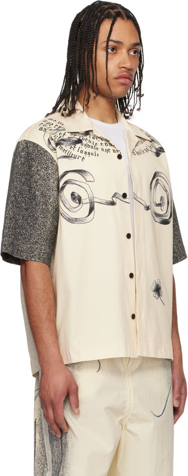 Paita Jean Paul Gaultier Jean Paul Gaultier 'The Multi-Tattoo' Print Bowling Shirt Beige | 25/34-U-CH098-D504-030030, 1