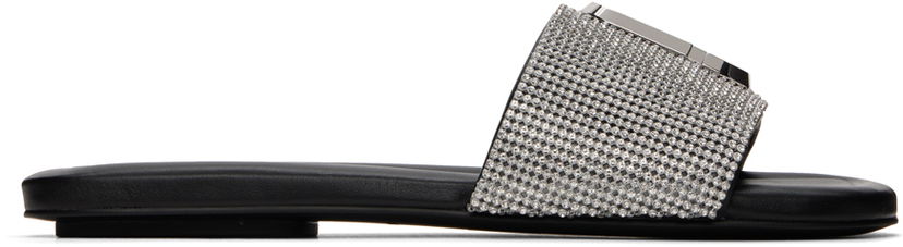 Asusteet Marc Jacobs Marc Jacobs 'The Rhinestone J Marc' Slides Musta | 2R3FFS006F05