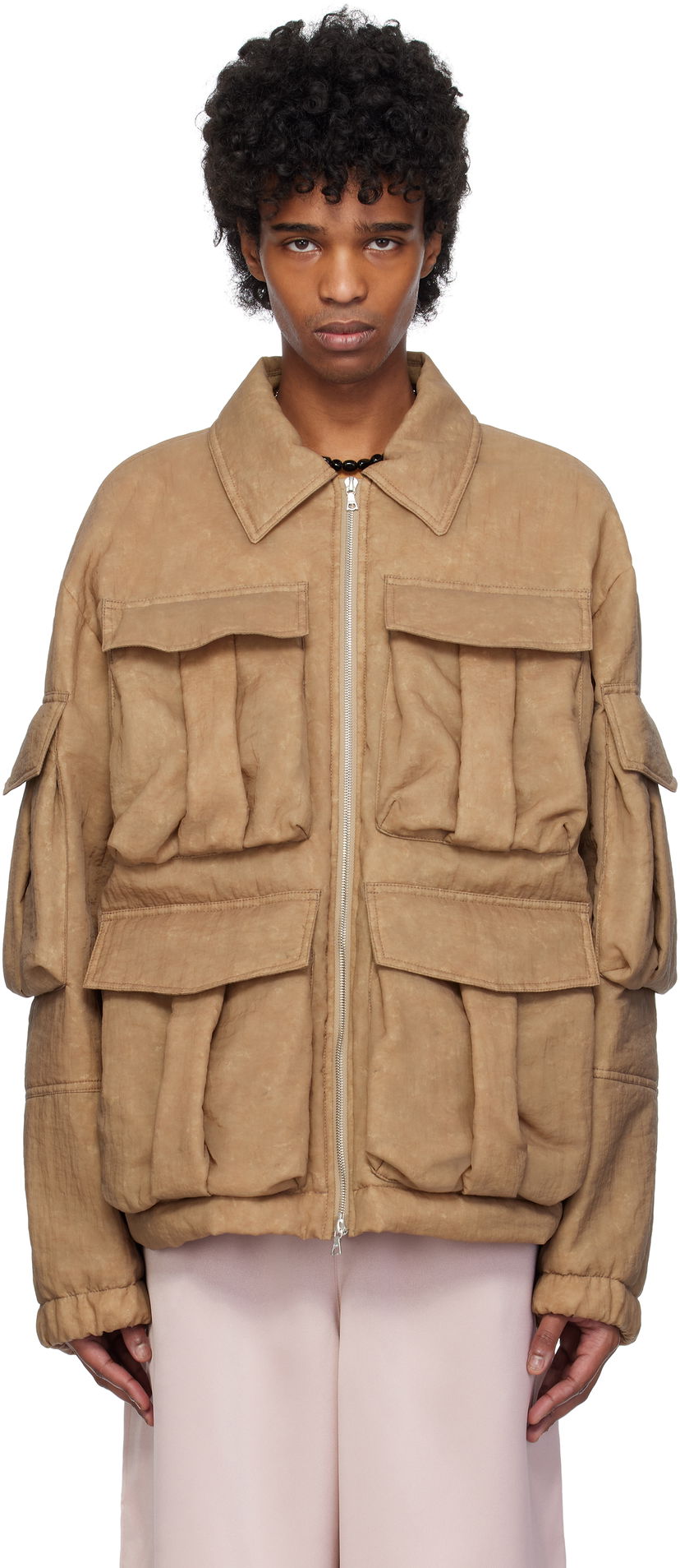Puffer takki Dries Van Noten Dries Van Noten Taffeta Multi-Pocket Jacket Ruskea | 251-020526-1329