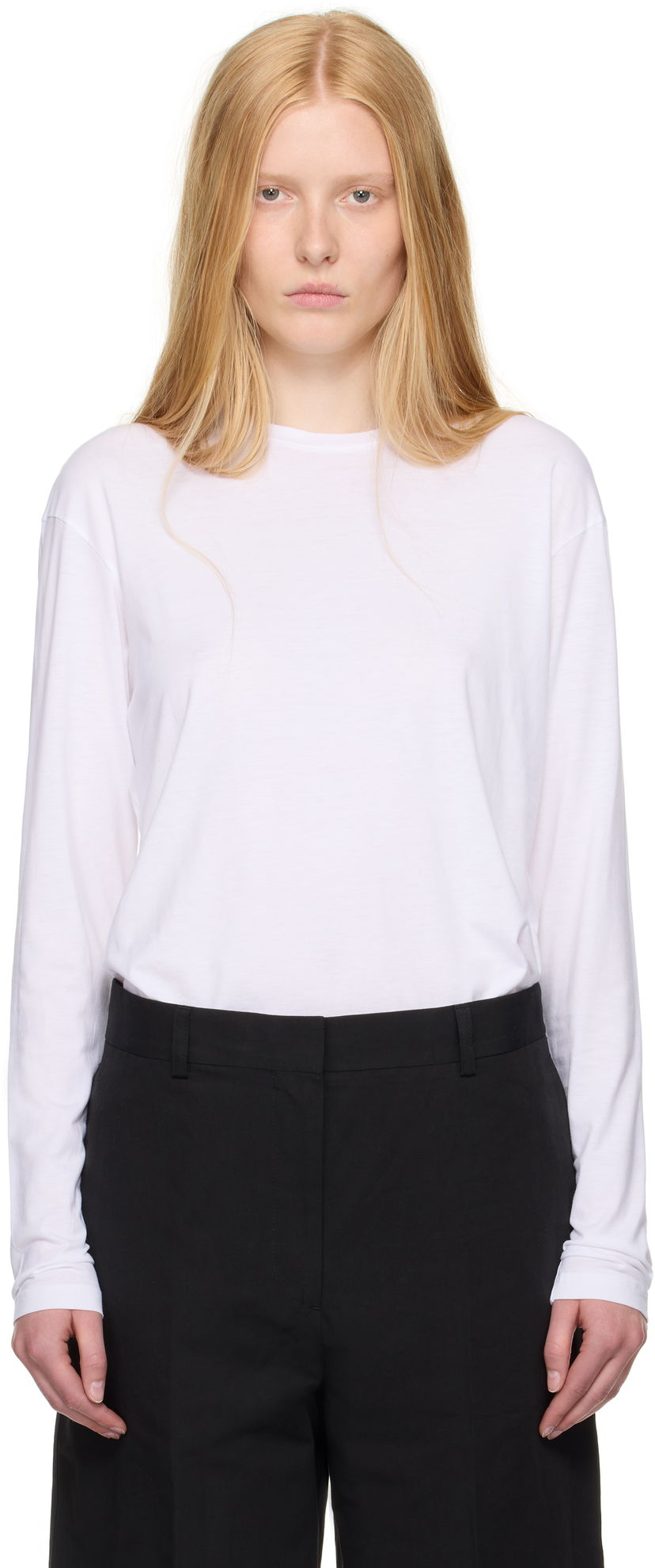 T-paita TOTEME TOTEME Classic Long Sleeve T-Shirt Valkoinen | 253-WRT0588-FB0419