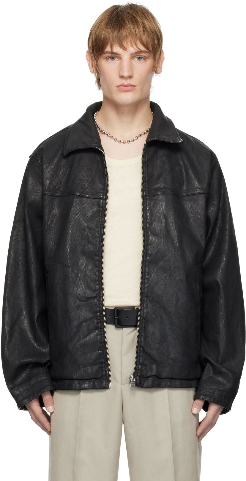 Takki BOSS Coated Denim Jacket Musta | 50530629