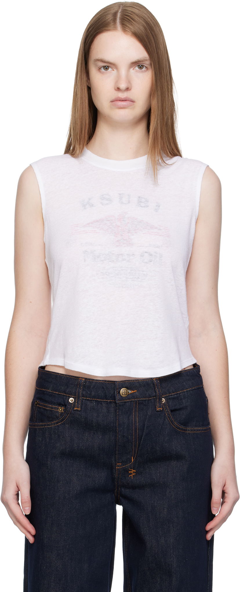 Tankkitoppi Ksubi Ksubi Motor Oil Moss Cropped Tank Top Valkoinen | WFA25TA003